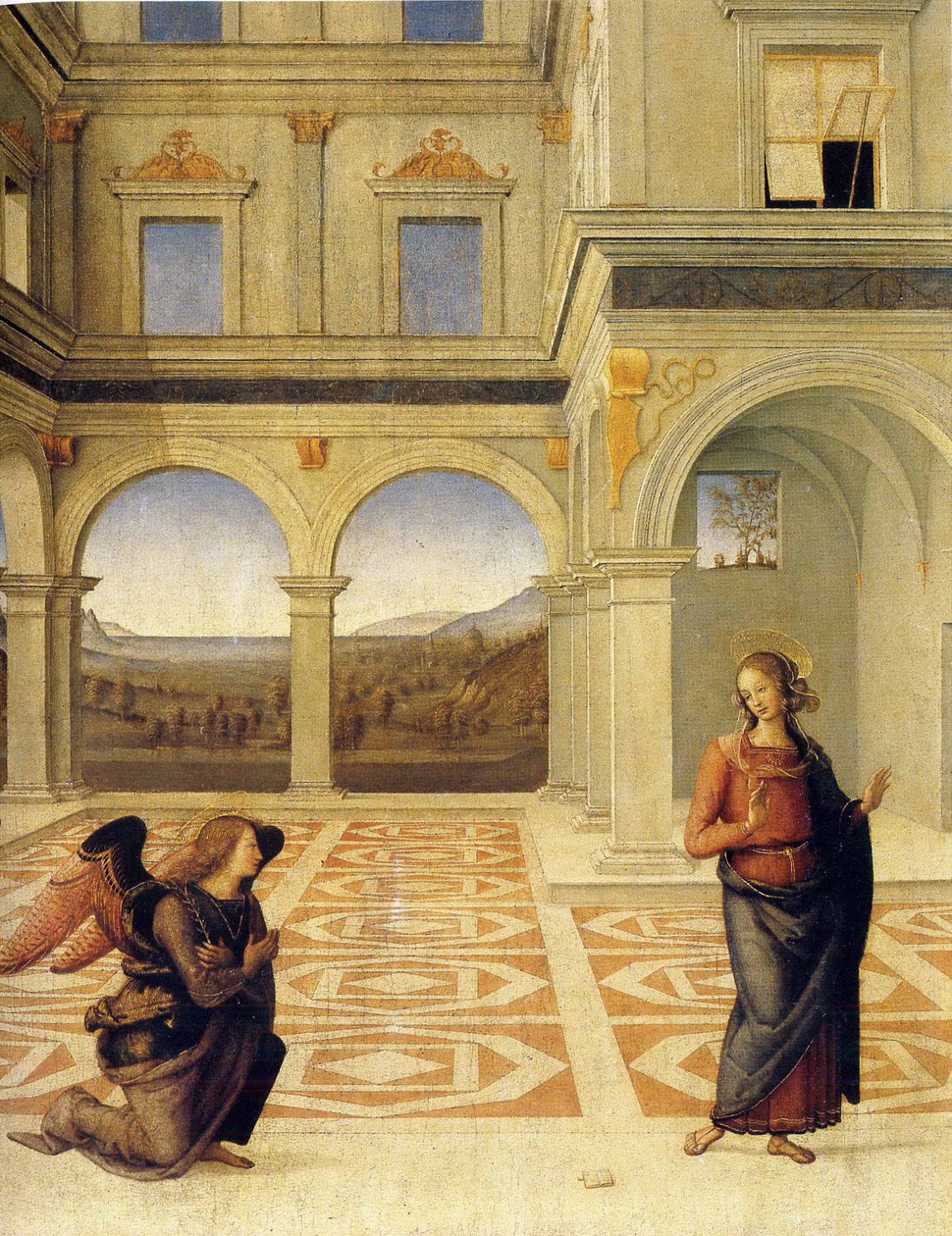 Zwiastowanie, ok. 1498 autorstwa Pietro Perugino