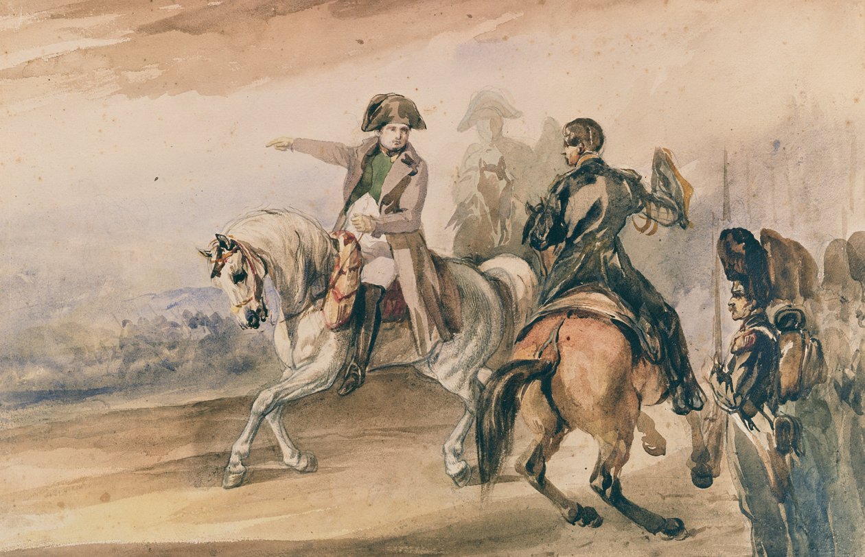 Napoleon dokonujący przeglądu swoich wojsk, 1834 autorstwa Piotr Michalowski