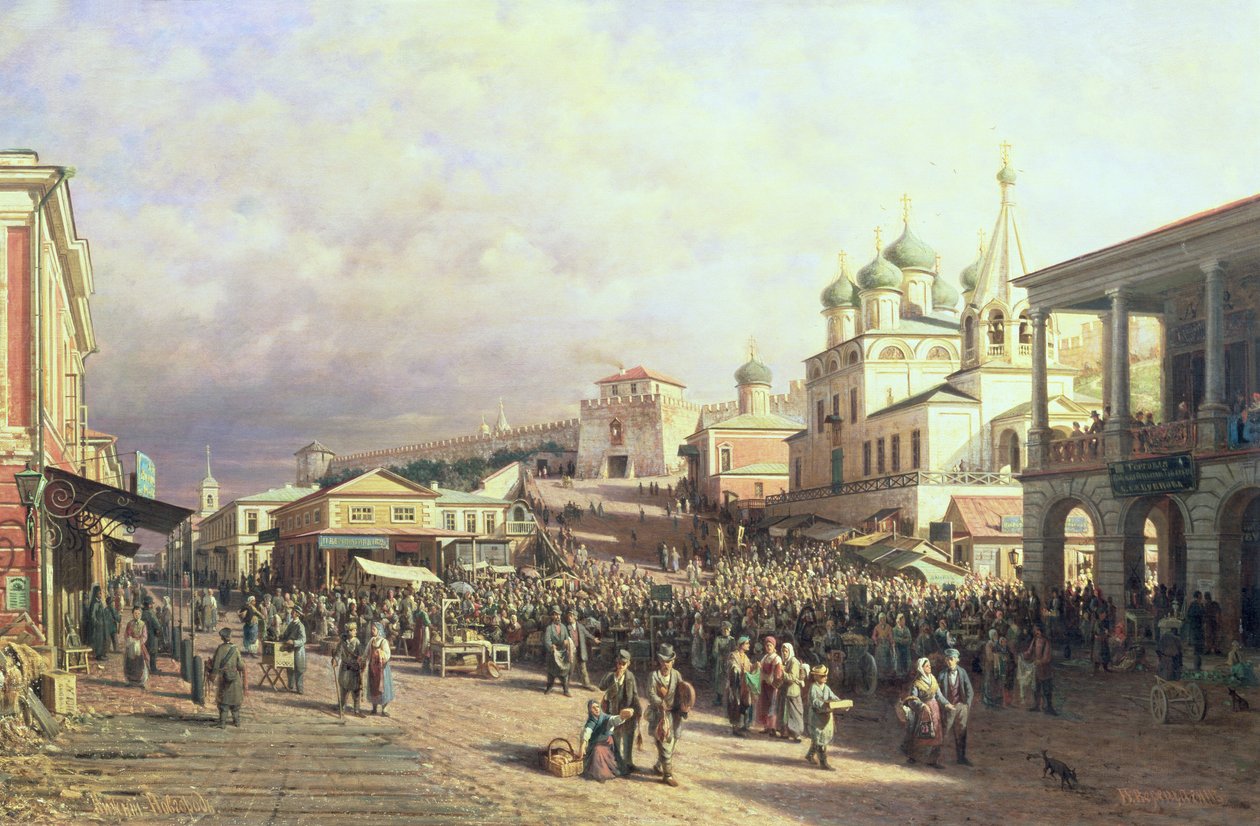 Targ w Niżnym, Nowogród, 1872 autorstwa Piotr Petrovitch Weretshchagin