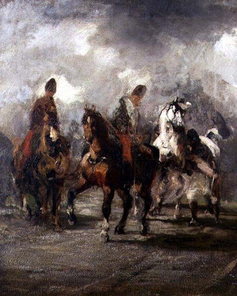 Jeźdźcy (olej na płótnie) autorstwa Piotr Michalowski