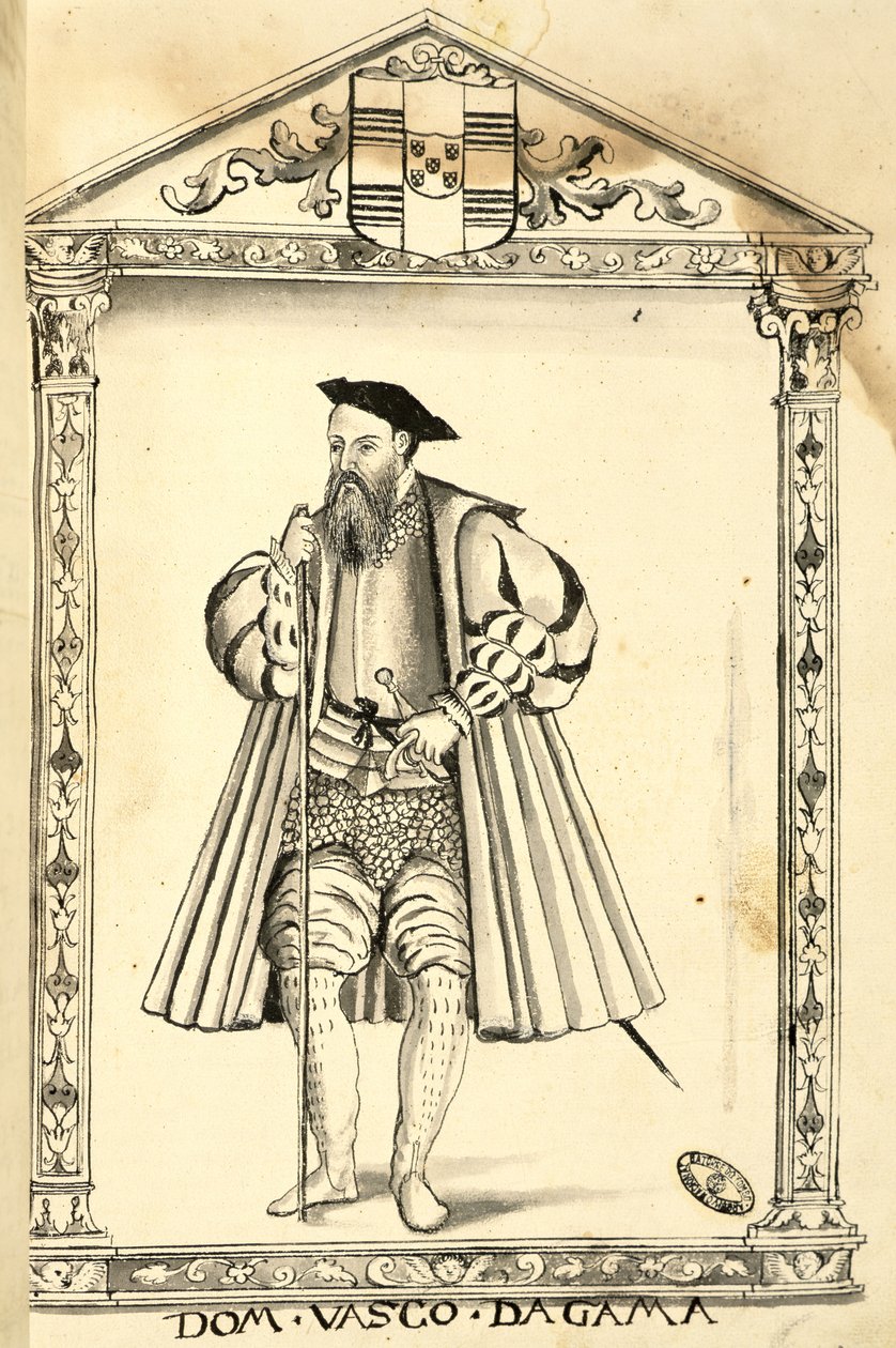 Vasco da Gama (ok.1469-1525) z „Legends of India” Gaspara Correia, 1520 autorstwa Portuguese School