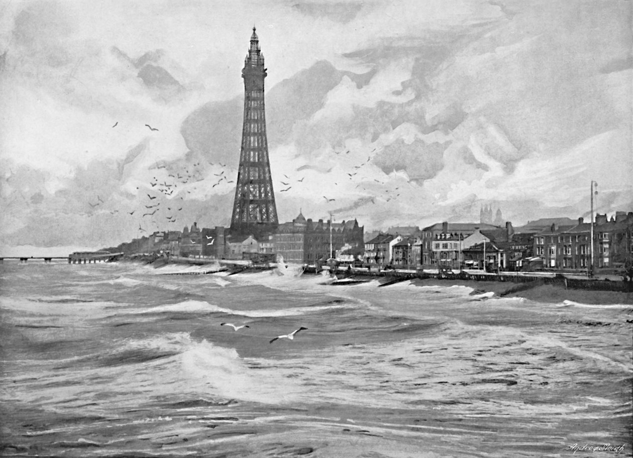 Blackpool z wieżą Eiffla, ok. 1896 r. autorstwa Poulton and Co