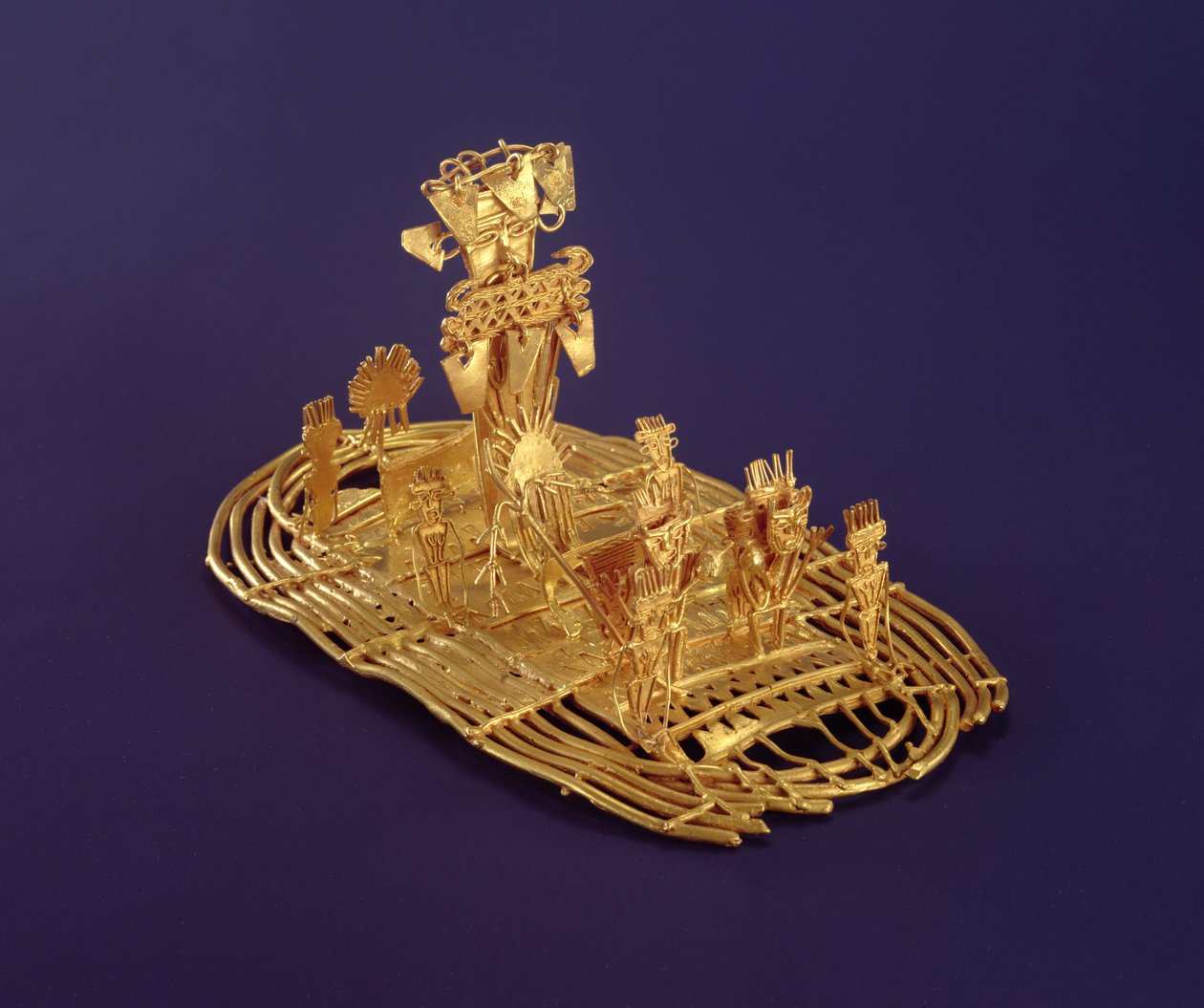 Figurka wotywna Muisca (Tunjo) przedstawiająca Ceremonię El Dorado (stop miedzi i złota) autorstwa Pre Columbian