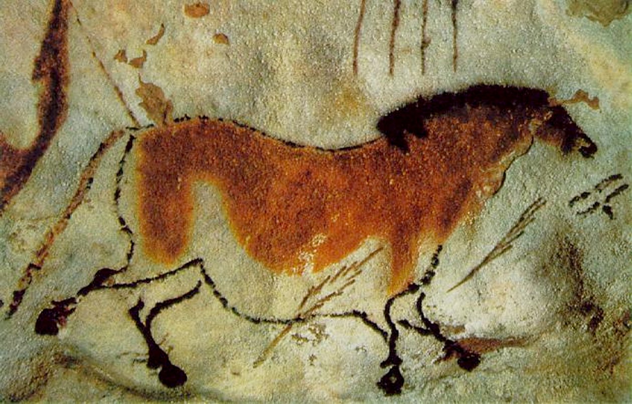 Koń, ok. 15 000-10 000 pne (pigmenty na kamieniu) autorstwa Prehistoric