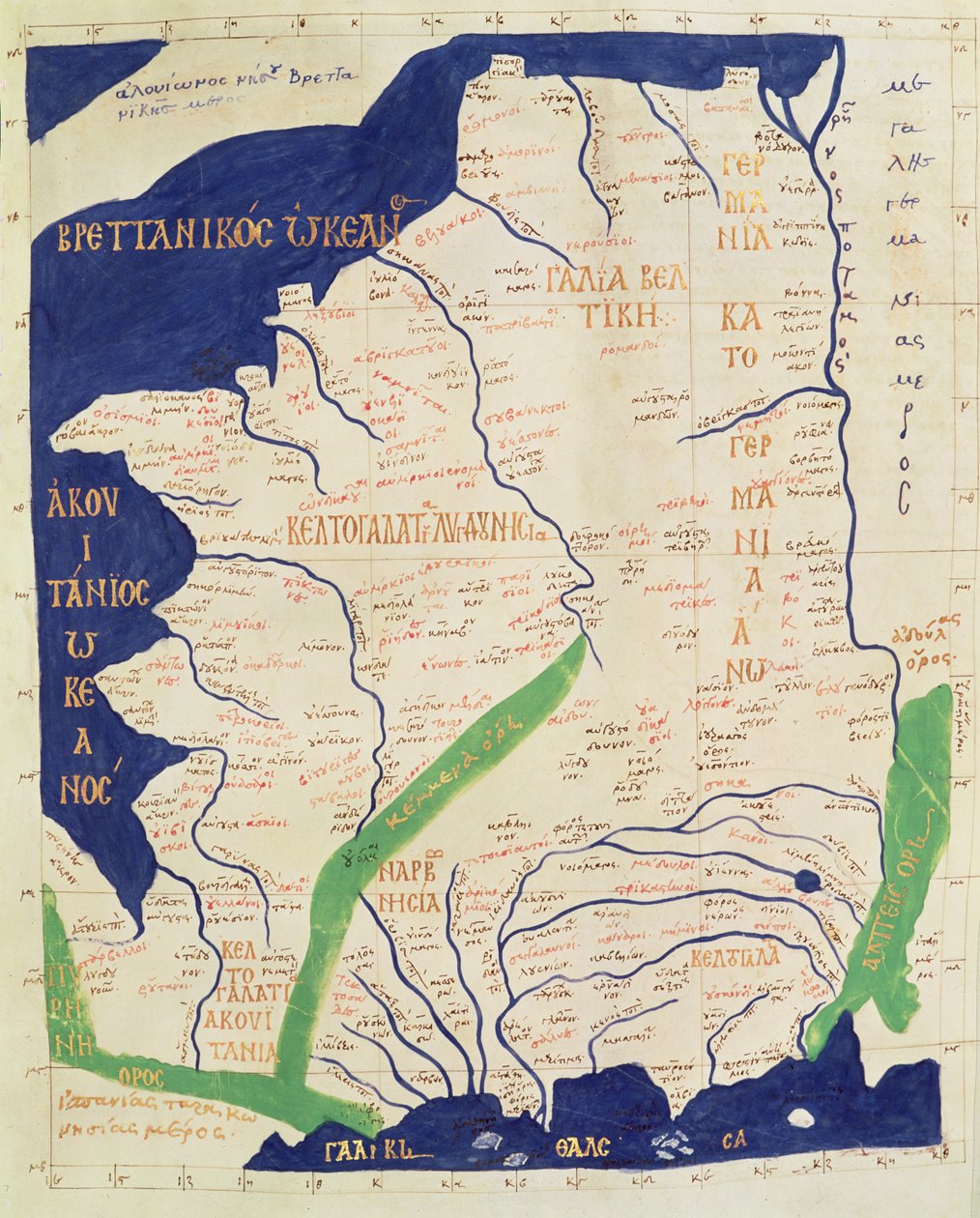 Mapa Francji z „Geografii” autorstwa Ptolemy