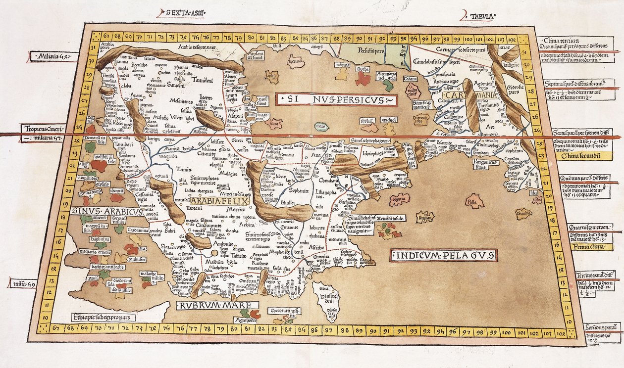 Szósta Azja Tabula, 1541 autorstwa Ptolemy