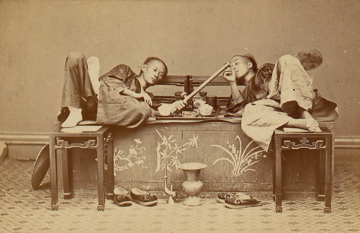 [Palacze opium], lata 70. XIX wieku. autorstwa Pun Lun