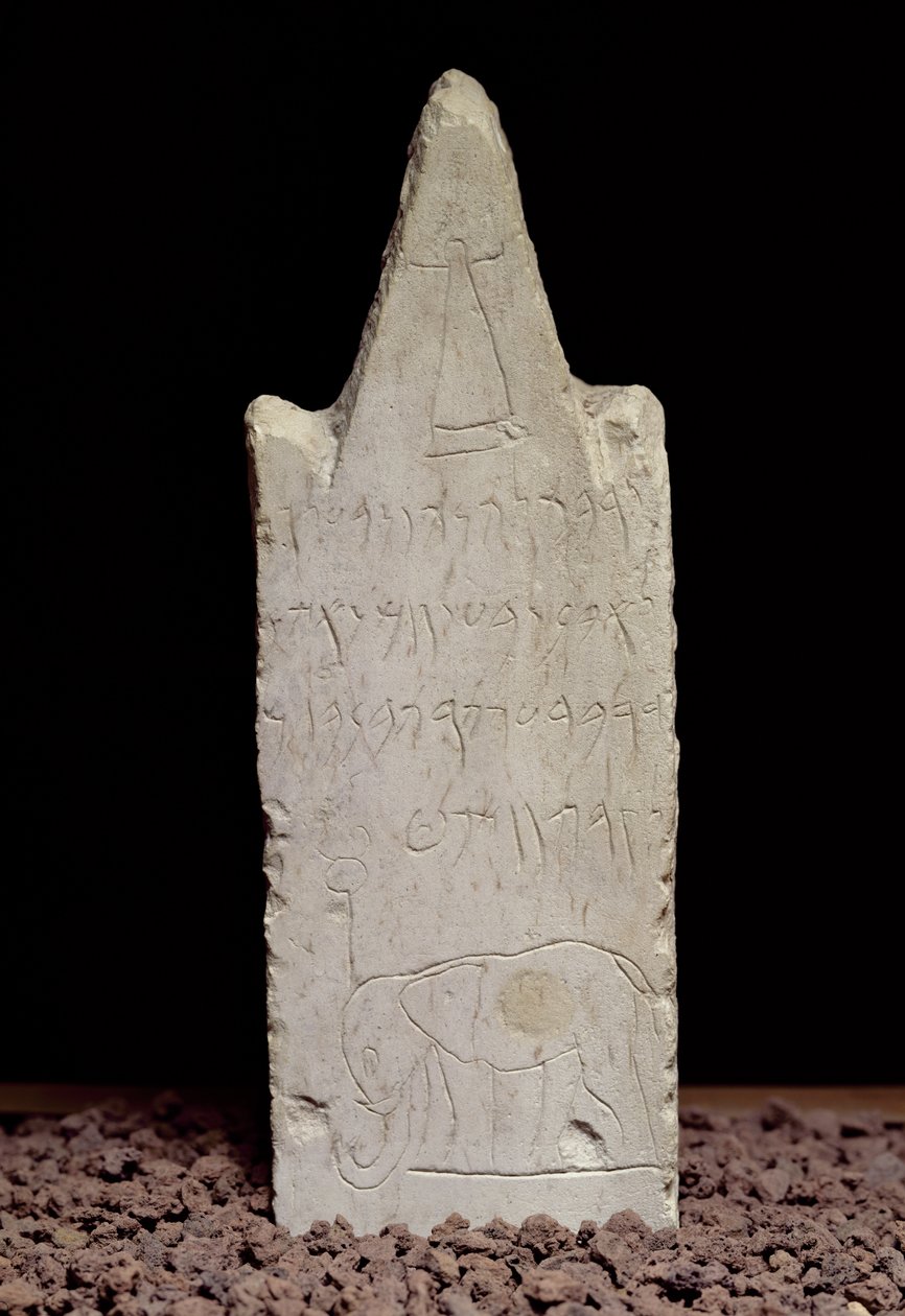 Stela wotywna ze słoniem z Kartaginy, III-II w. p.n.e. (wapień) autorstwa Punic