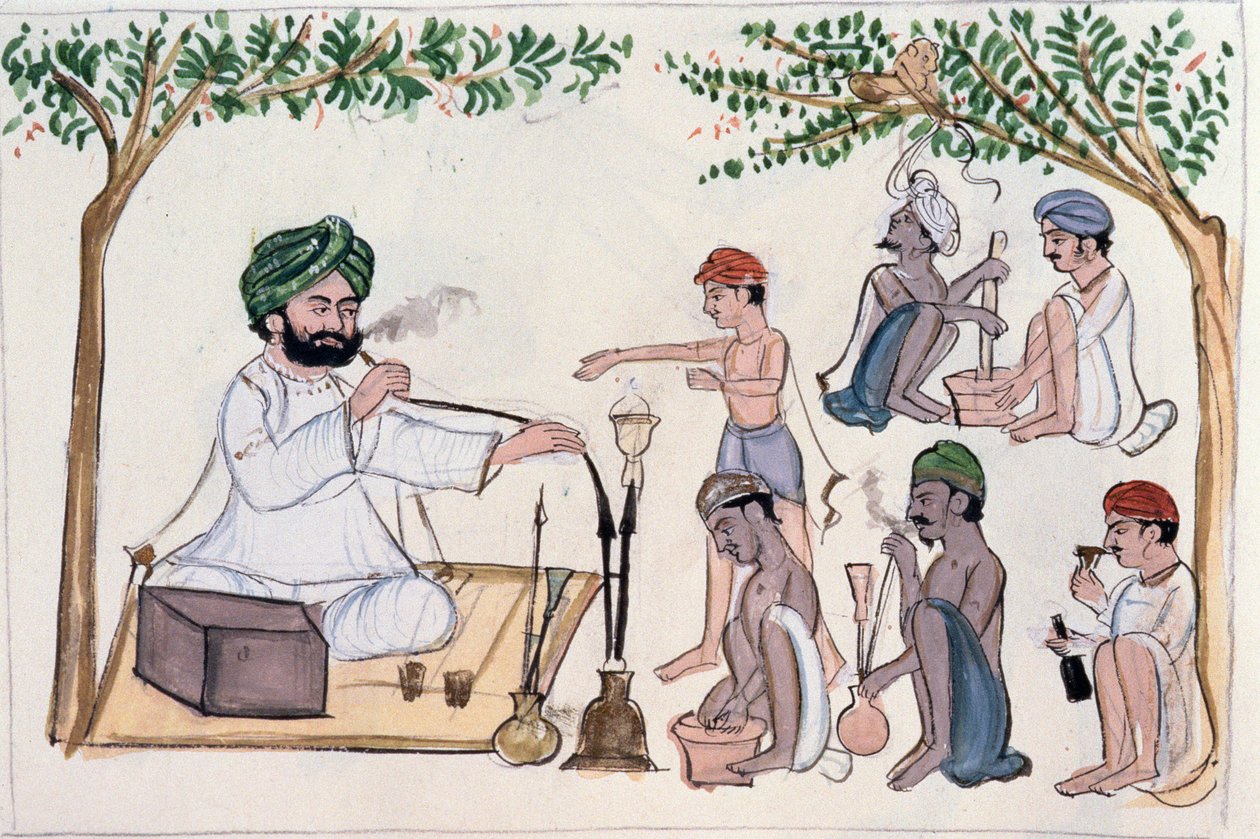 Sklep monopolowy (Saqi-Khana) ok. 1890 (wc na papierze) autorstwa Punjabi School