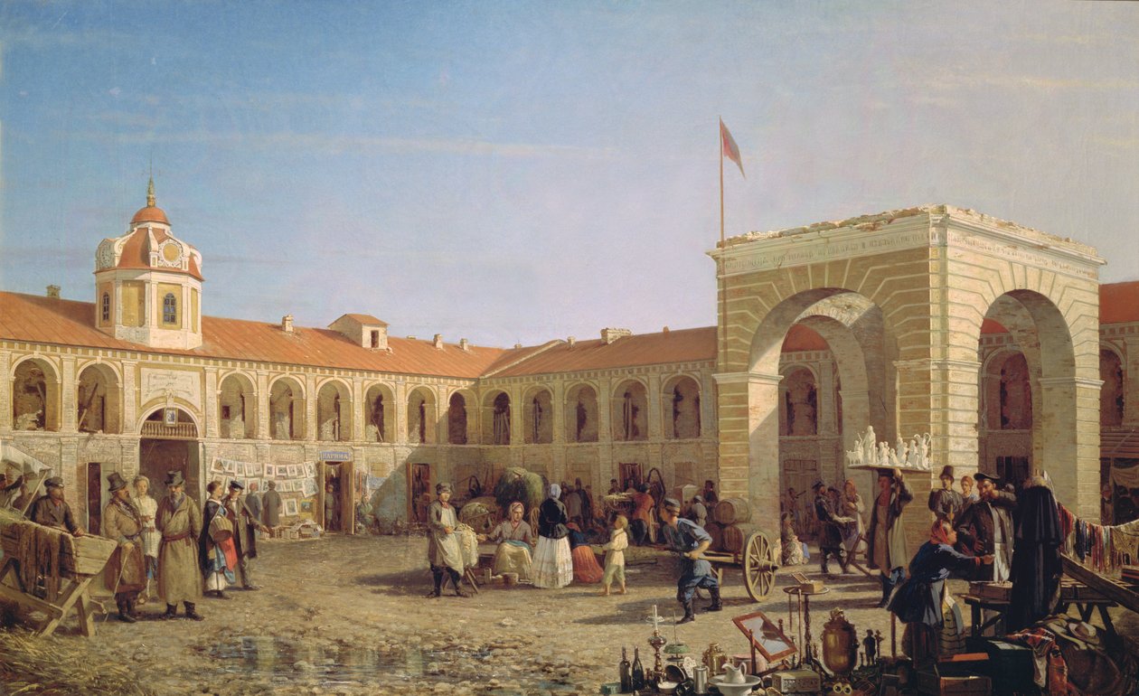 Targ Apraksin w Petersburgu, 1862 r. autorstwa Pjotr ​​​​Petrowitsch Wereschtschagin