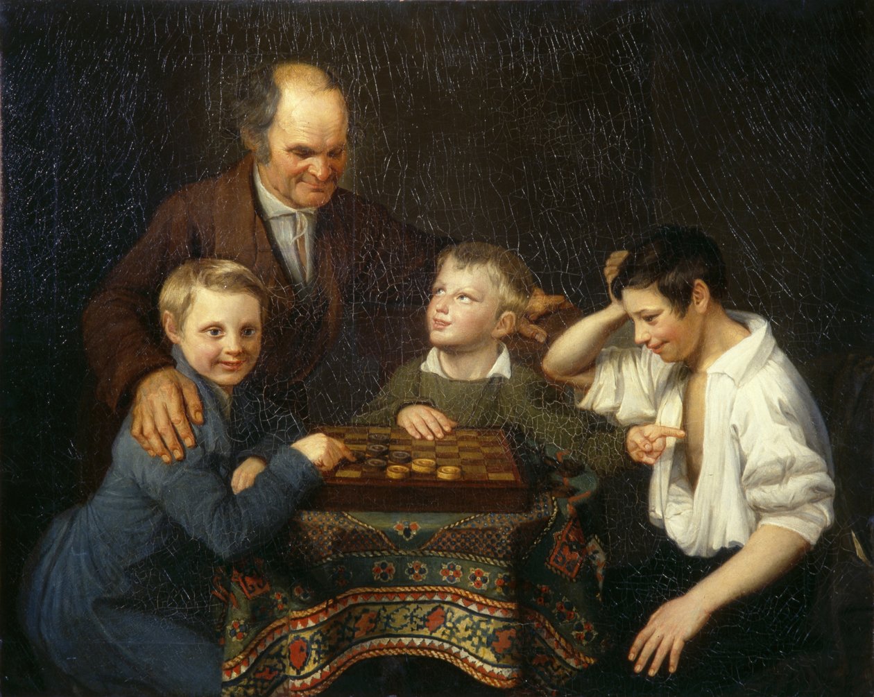 Gra w warcaby, 1824 autorstwa Pyotr Ivanovich Pnin