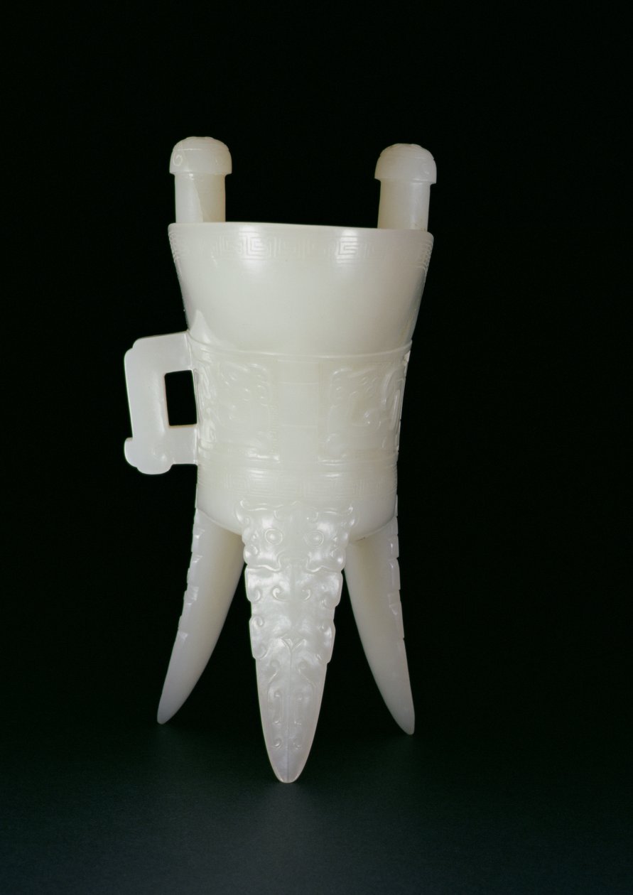 Imperial Libation Vessel of Bronze Jue Form, Qianlong Period (1736-95) (nefryt) (patrz także 241153) autorstwa Qing Dynasty Chinese School