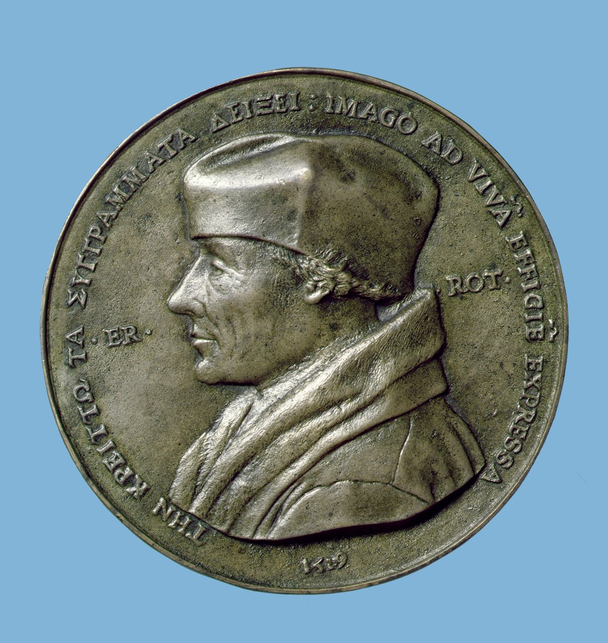 Medalion portretowy Erazma (14656-1530) 1519 (brąz) (awers) autorstwa Quentin Massys or Metsys