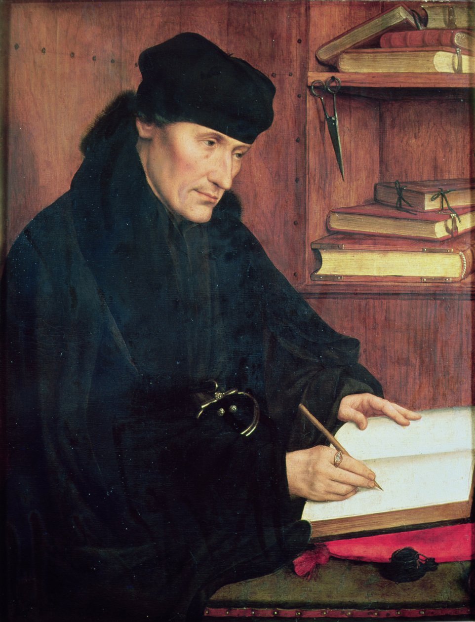 Portret Erazma z Rotterdamu (1466-1536) autorstwa Quentin Massys or Metsys