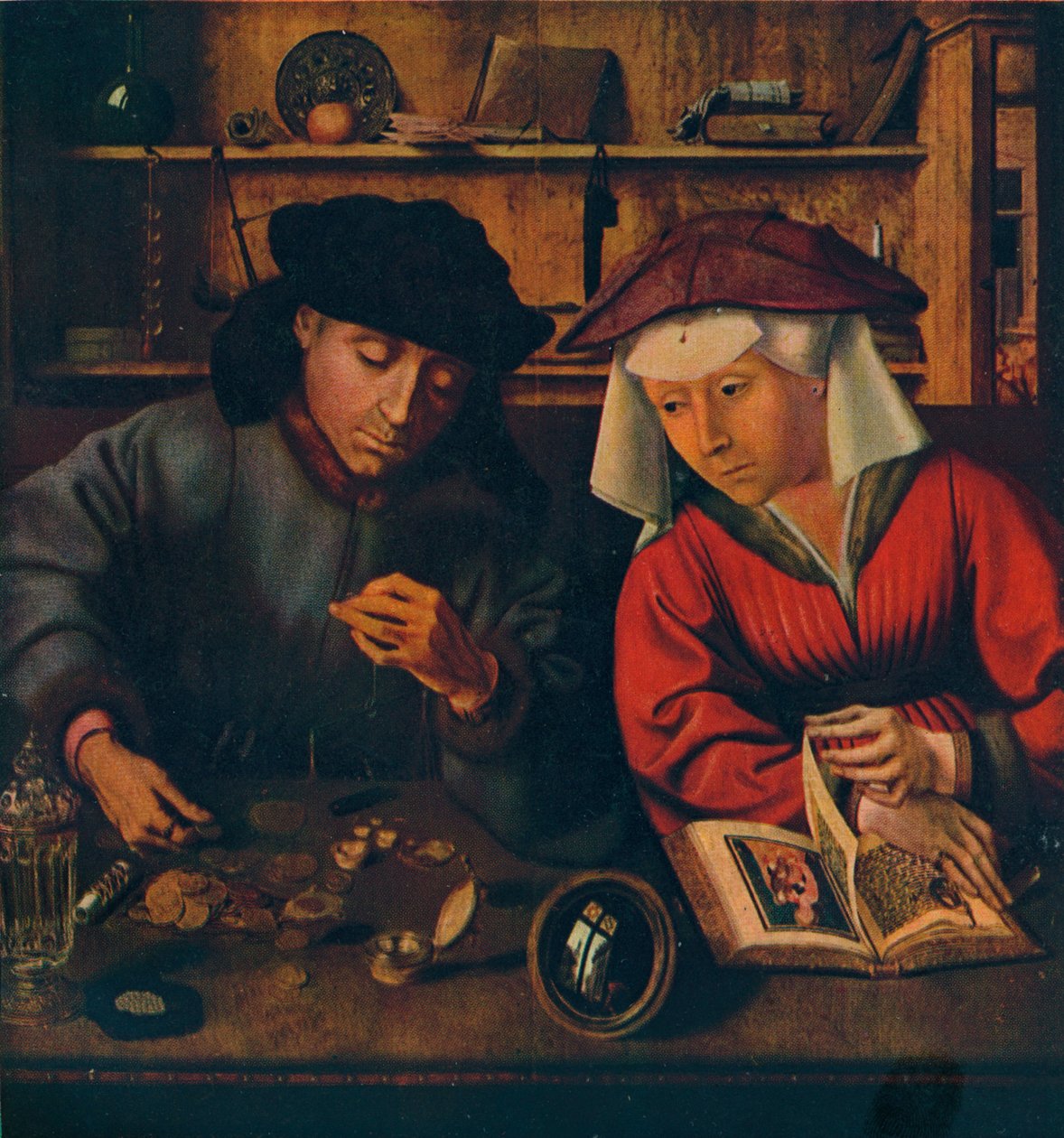 „Lichwiarz i jego żona”, 1514 autorstwa Quentin Metsys I