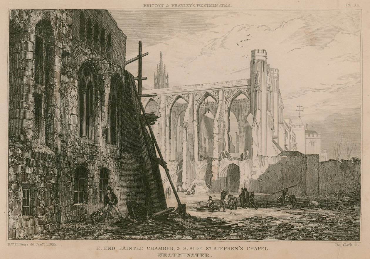Wschodni kraniec Malowanej Komnaty i południowa strona Kaplicy św Szczepana, Westminster autorstwa R. W. Billings
