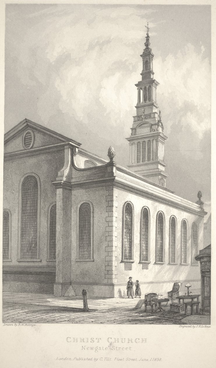 Kościół Chrystusa, ulica Newgate autorstwa R. W. Billings