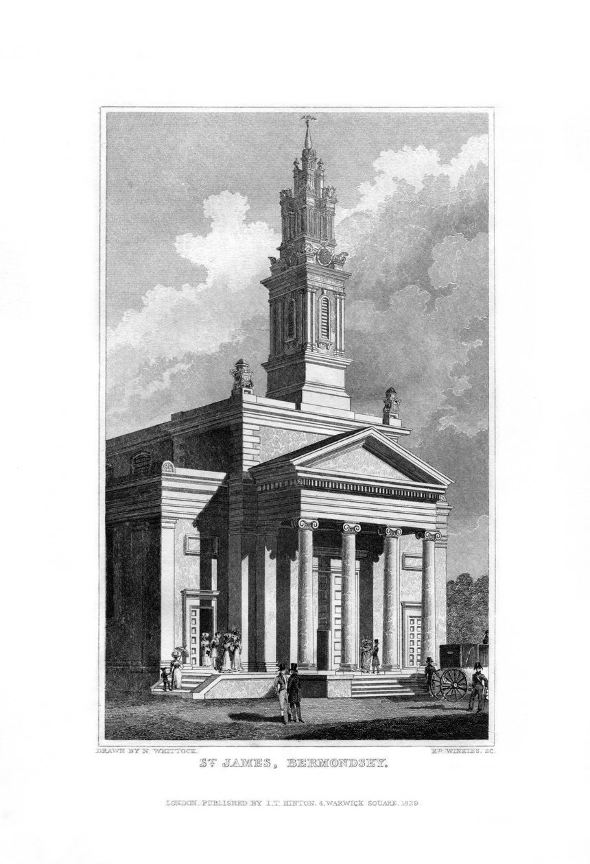 St James, Bermondsey, Surrey, 1829. autorstwa R. Winkles