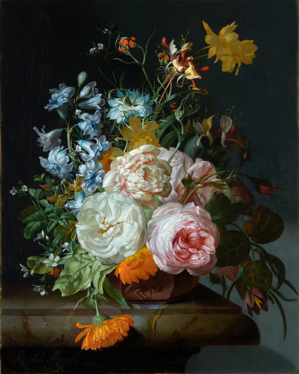 Kwiaty w terakotowym wazonie autorstwa Rachel Ruysch