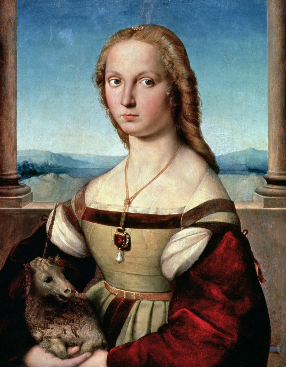 Portret damy z jednorożcem, ok.1505-6 autorstwa Raffaello Sanzio Raphael