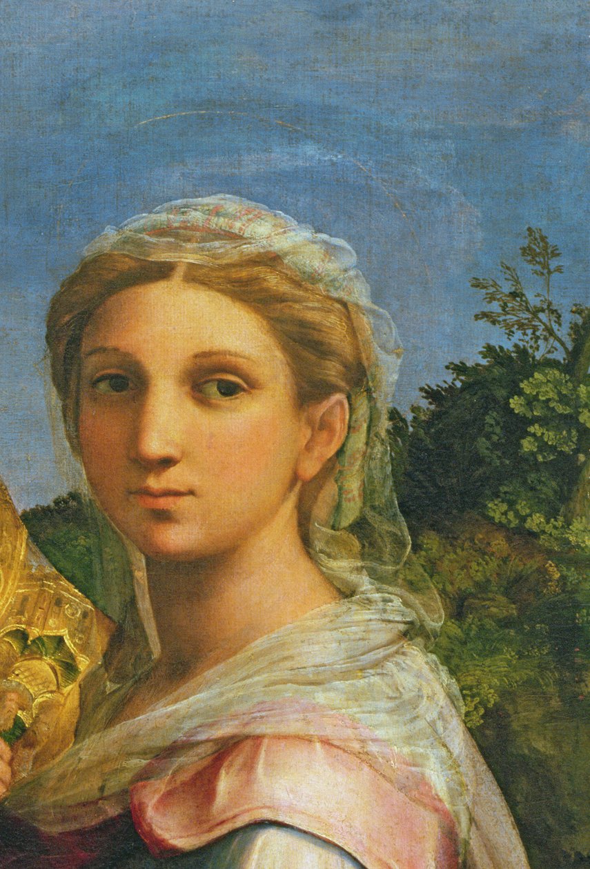 Św. Cecylia w otoczeniu św. Pawła, św. Jana Ewangelisty, św. Augustyna i Marię Magdalenę, ok.1513, szczegół z 182507) autorstwa Raffaello Sanzio Raphael