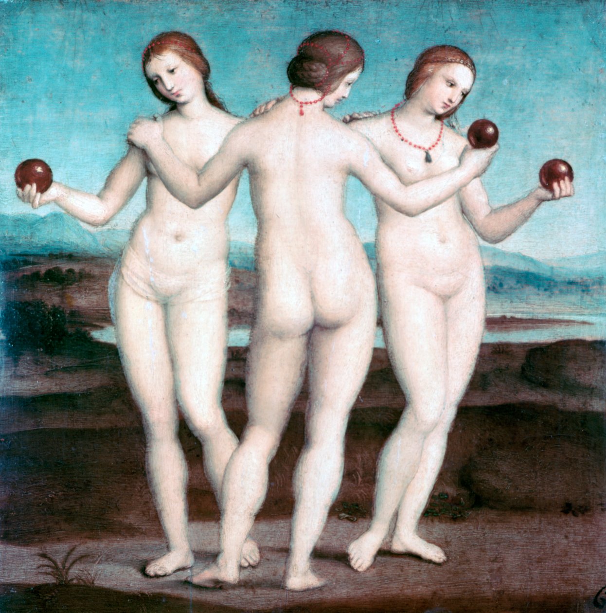 Trzy Gracje, 1504-1505 autorstwa Raffaello Sanzio Raphael
