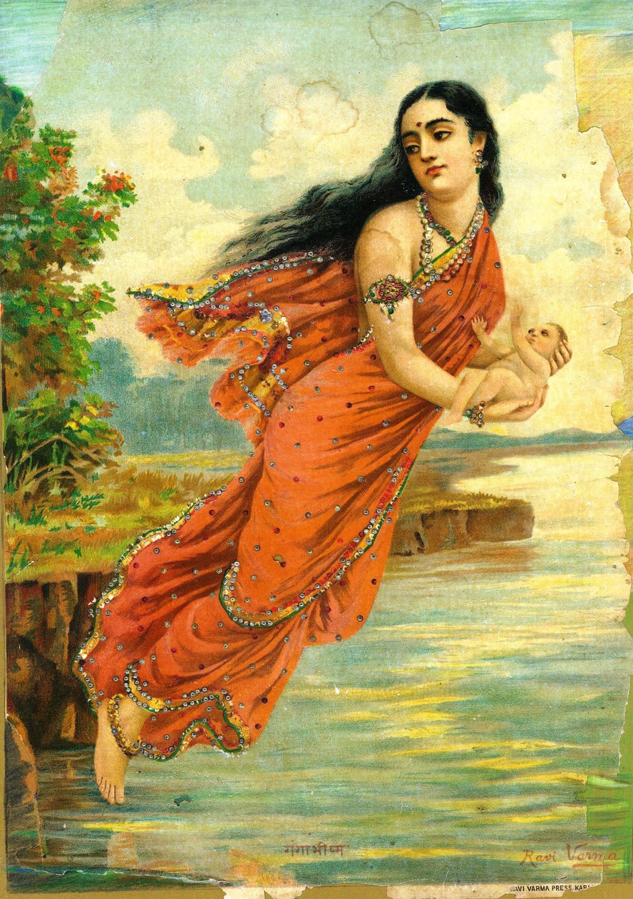 Ganga i Bhiszma autorstwa Raja Ravi Varma