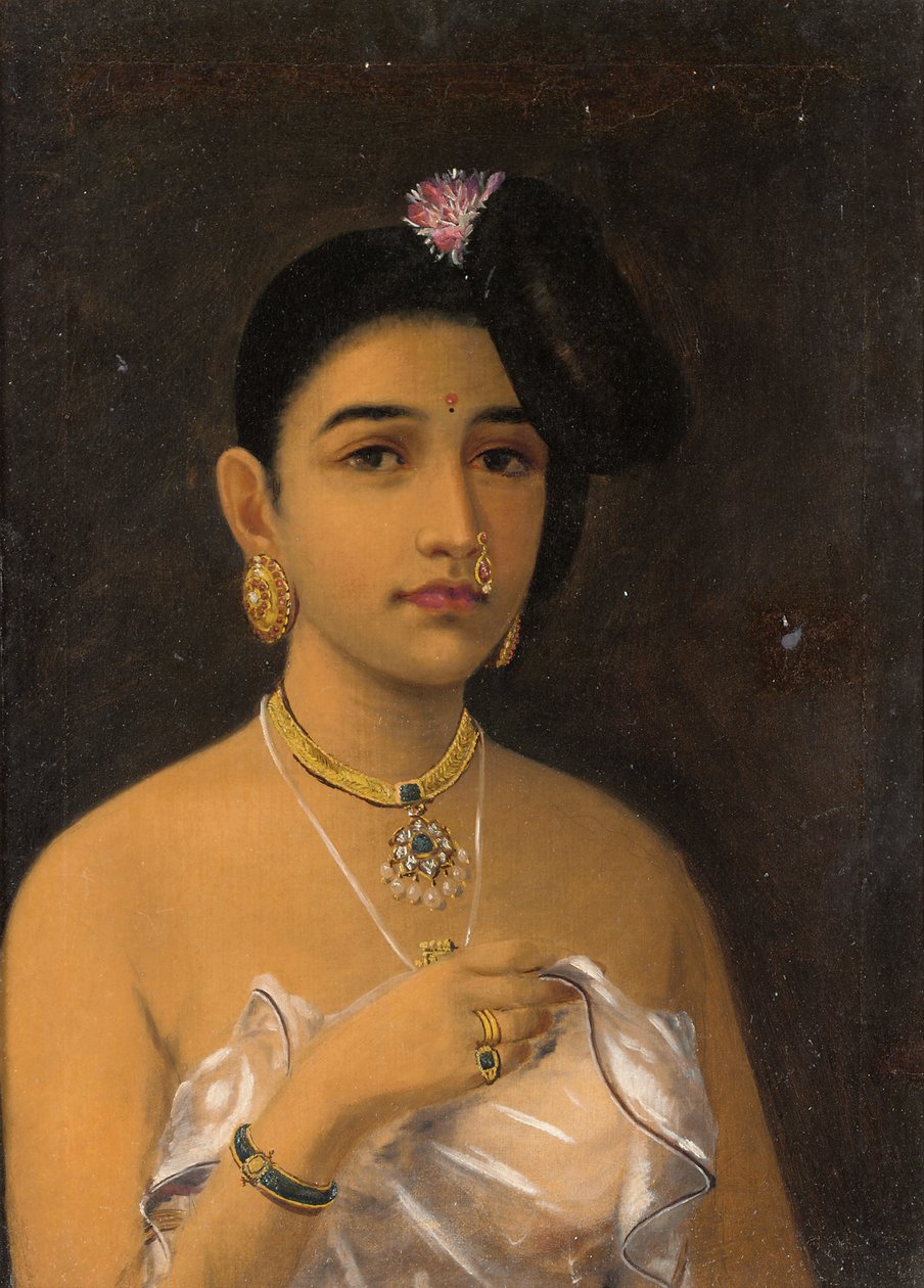 Piękno Maliyali (olej na płótnie) autorstwa Raja Ravi Varma