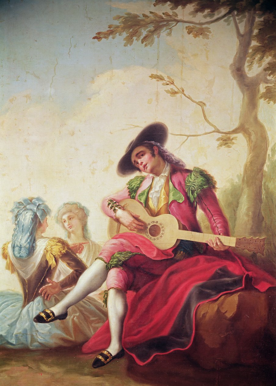 Elegancki mężczyzna grający na gitarze autorstwa Ramon Bayeu y Subias