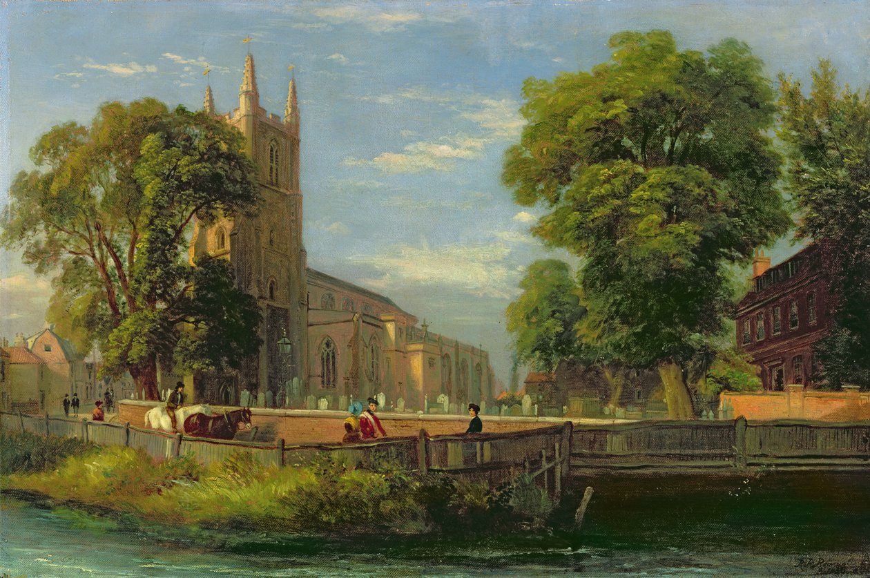 Kościół parafialny Croydon, 1839 autorstwa Ramsay Richard Reinagle
