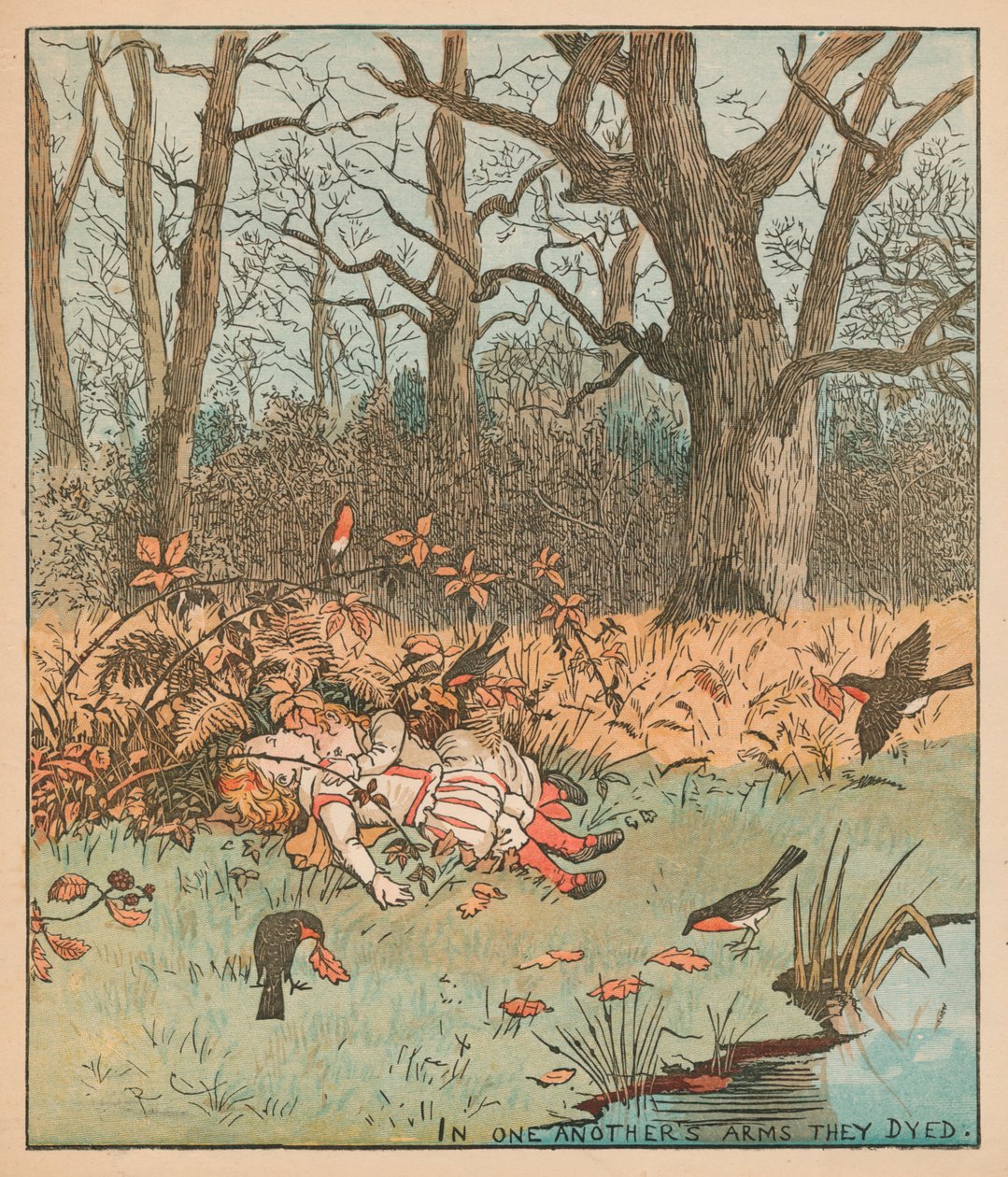 Niemowlęta w lesie, ok. 1878 r. autorstwa Randolph Caldecott
