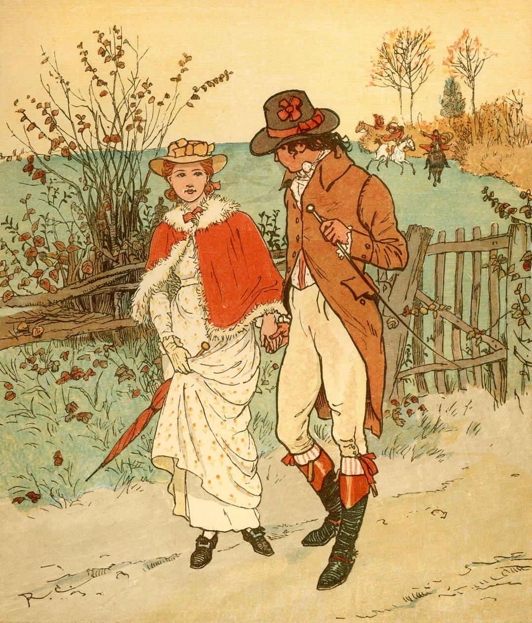 Dwoje młodych kochanków na pasie, ok. 1880 r. autorstwa Randolph Caldecott