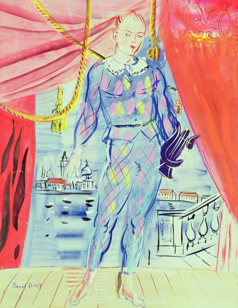 Arlekin z lirą autorstwa Raoul Dufy