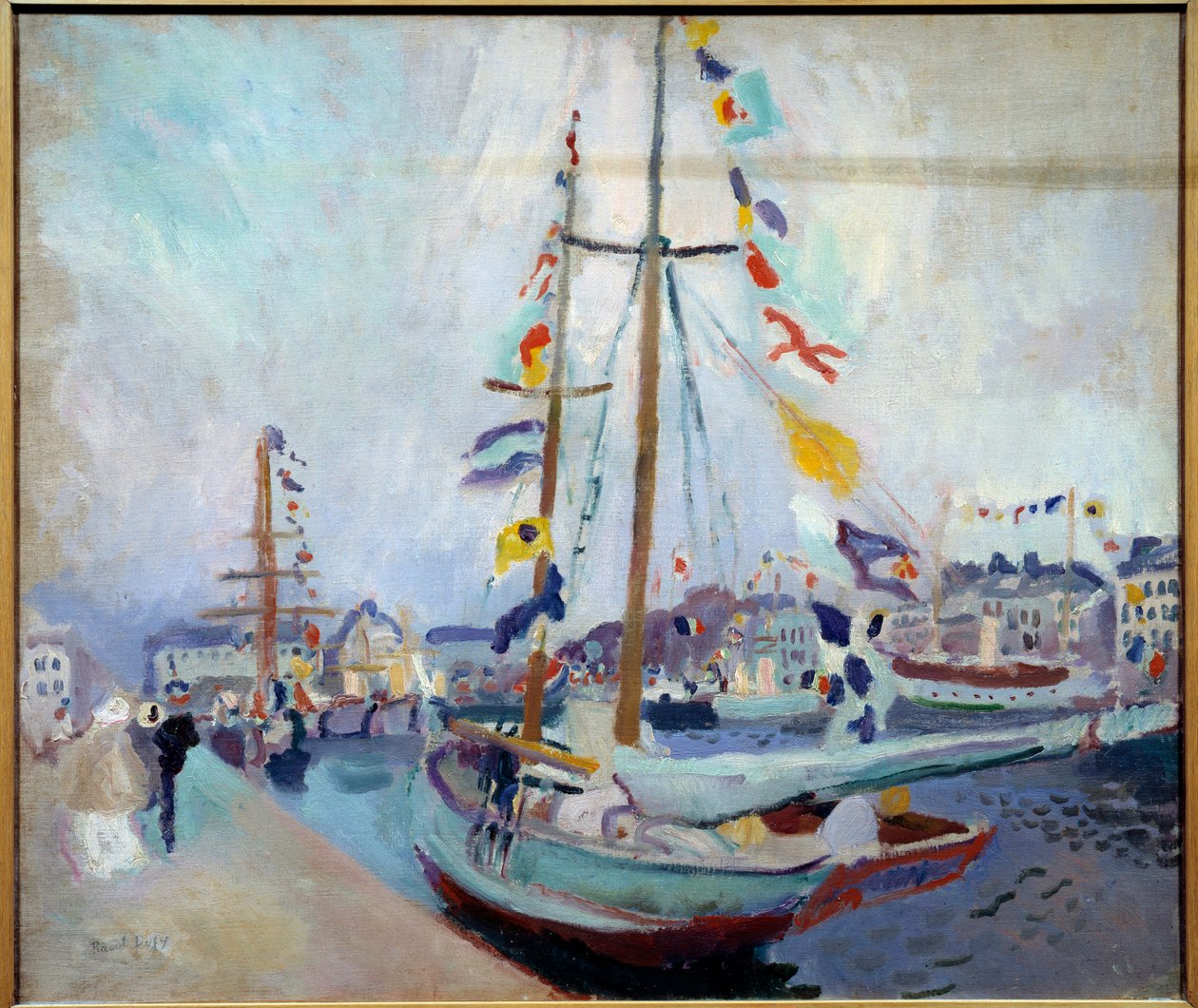Jacht pod banderą w Hawrze autorstwa Raoul Dufy