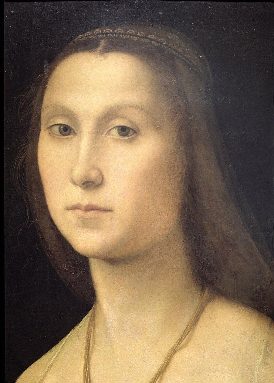 Portret kobiety (La Muta), 1507 (szczegół) (zob. 21465, 205589) autorstwa Raffaello Sanzio Raphael