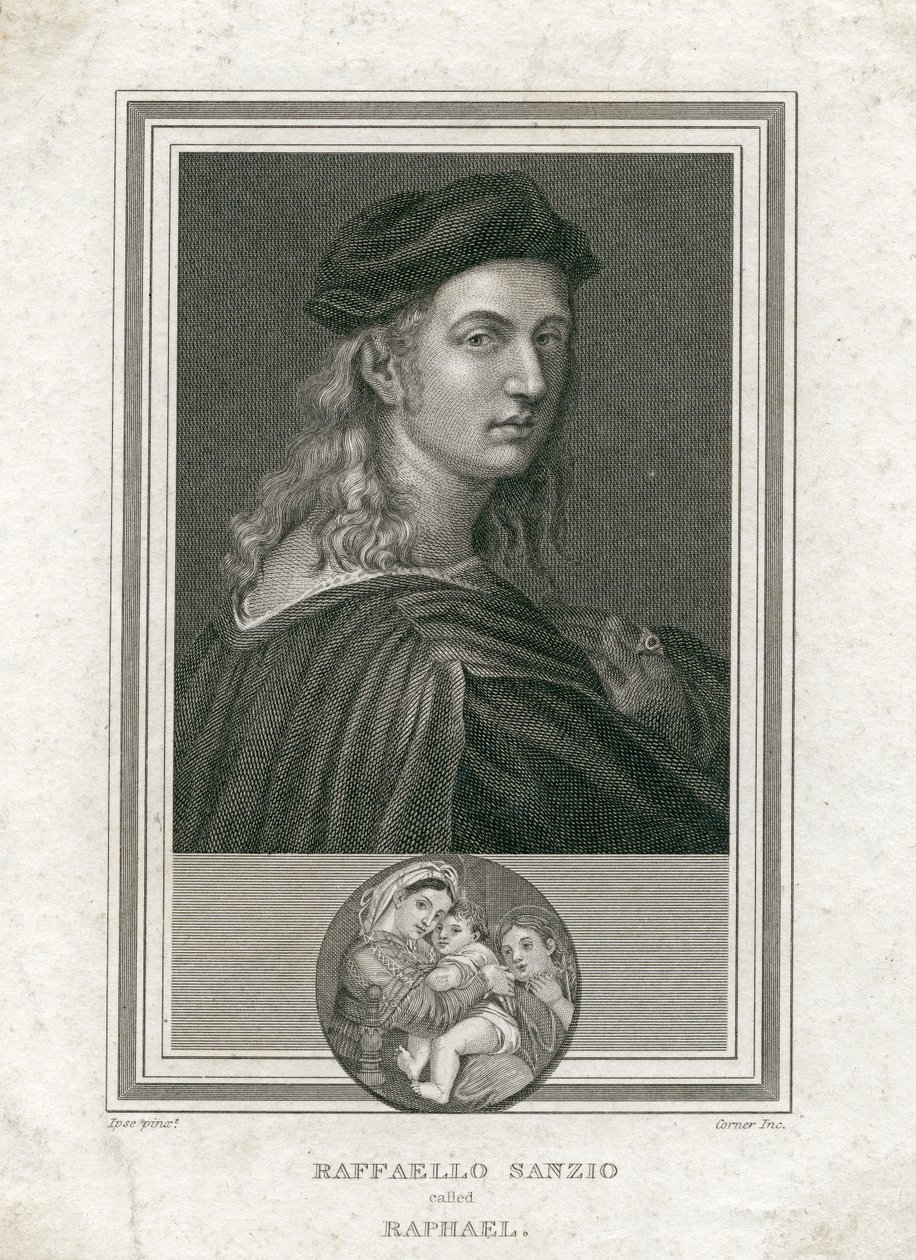 Raffaello Sanzio, zwany Raphael, grawerowany przez Corner autorstwa Raffaello Sanzio Raphael