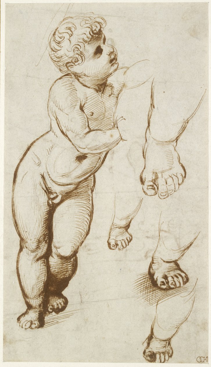 Recto: Dzieciątko Chrystus i inne studia, WA1855.91 autorstwa Raffaello Sanzio Raphael