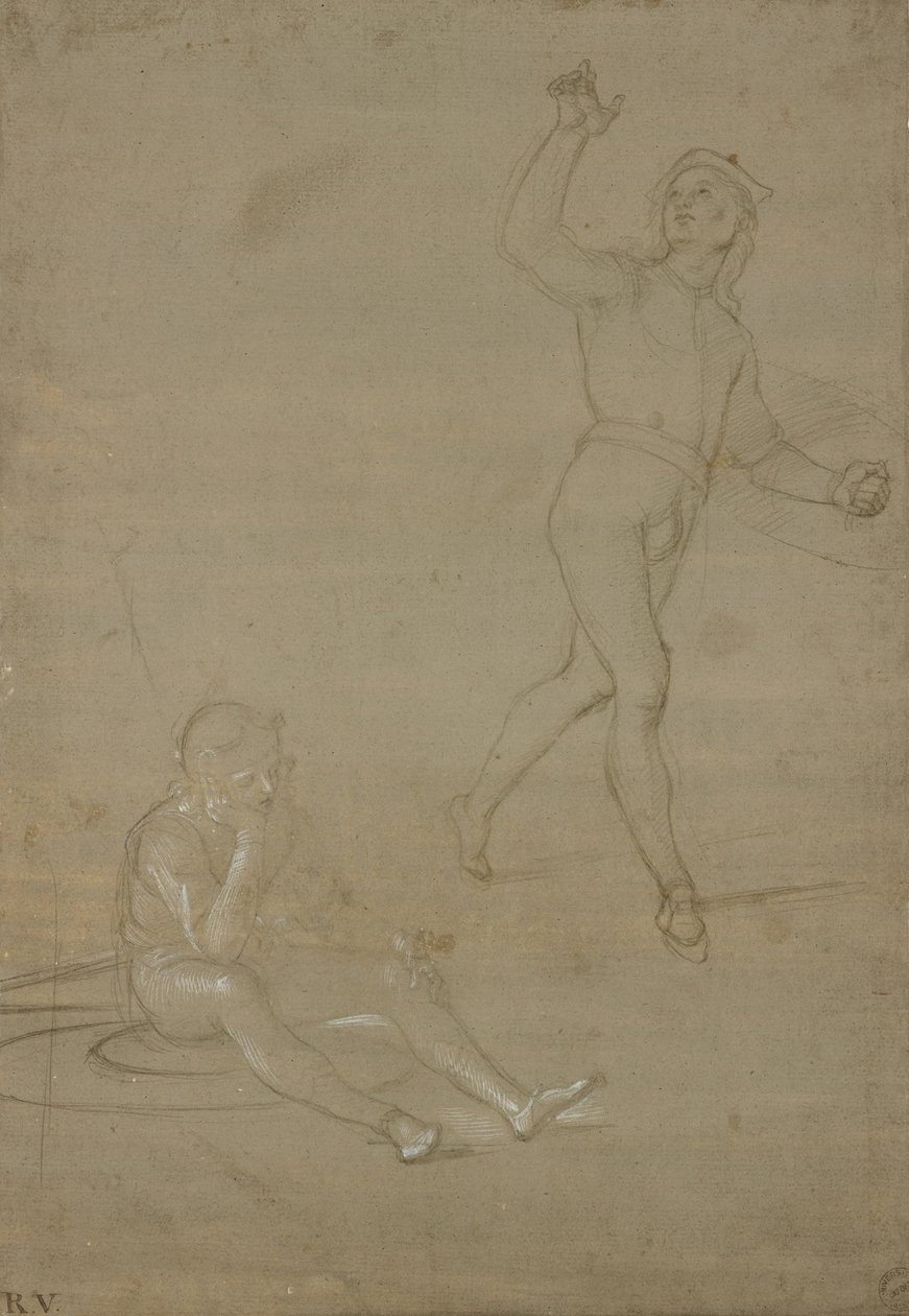 Studia dla dwóch żołnierzy, jednego śpiącego, drugiego stojącego, WA1846.149 autorstwa Raffaello Sanzio Raphael