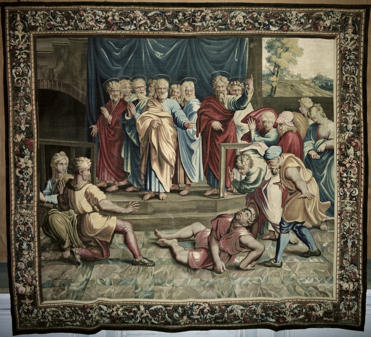 Śmierć Ananiasza, z cyklu Dziejów Apostolskich, tkanego w warsztacie Beauvais pod kierunkiem Philippe