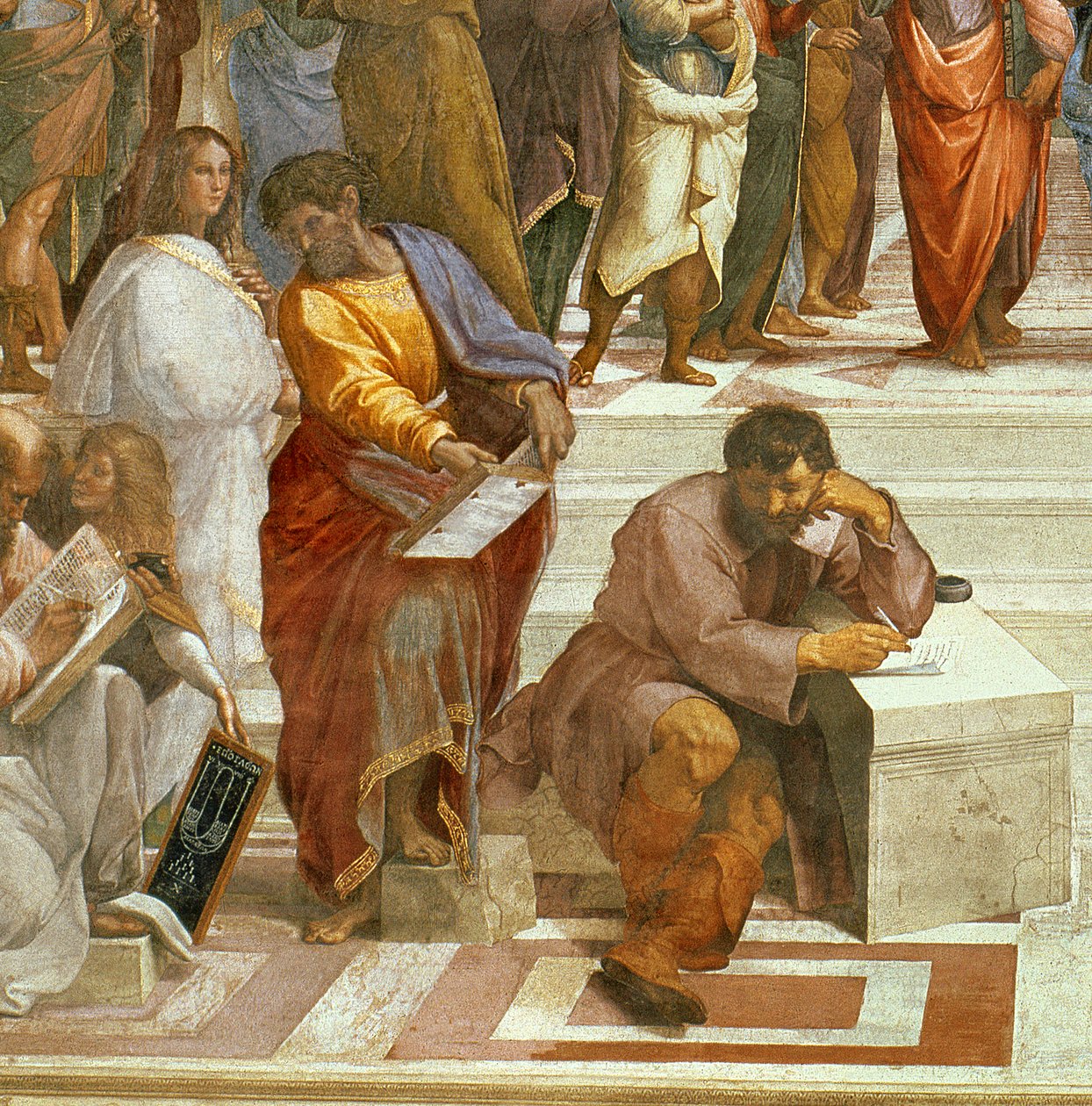 Szkoła Ateńska, fragment postaci po lewej stronie, fragment fresku z lat 1510-11 z 87597 autorstwa Raffaello Sanzio Raphael
