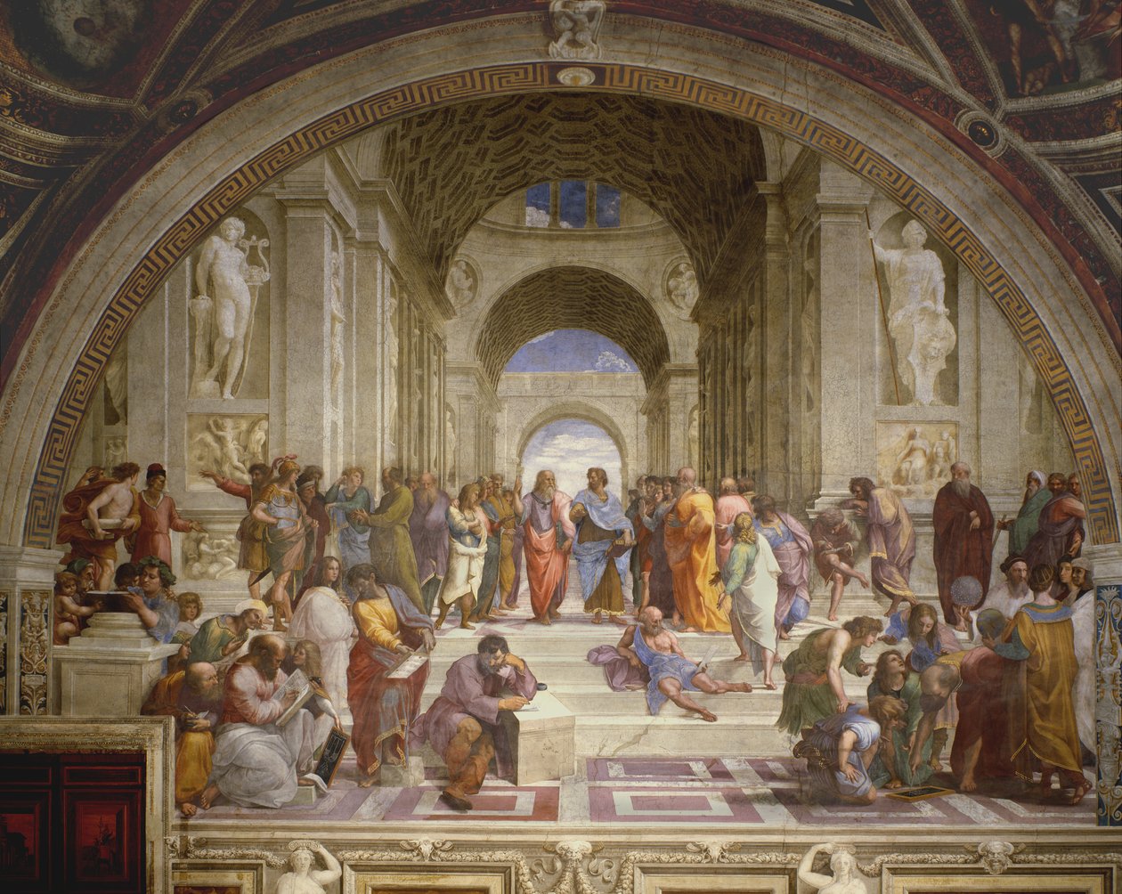 Szkoła Ateńska, ze Stanza della Segnatura, 1509-10 autorstwa Raffaello Sanzio Raphael