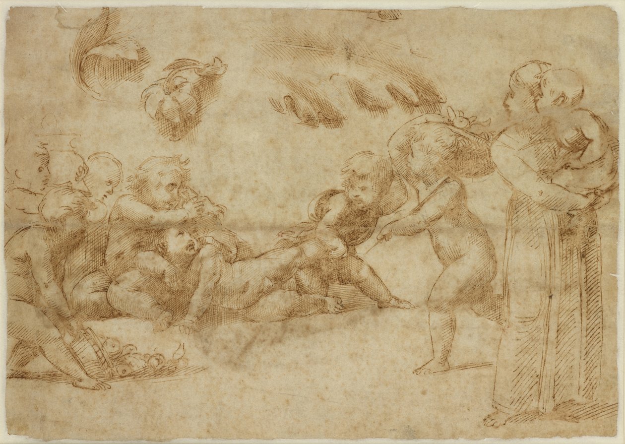 Verso: Amorini w grze, WA1846.169 autorstwa Raffaello Sanzio Raphael