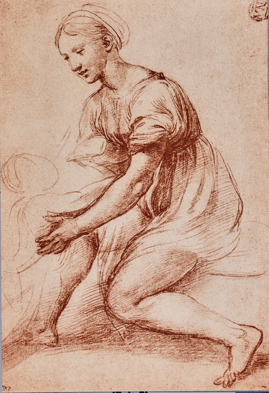 Studium dla Świętej Rodziny Franciszka I, ok. 1500-20 (kreda na papierze) autorstwa Raffaello Sanzio Raphael