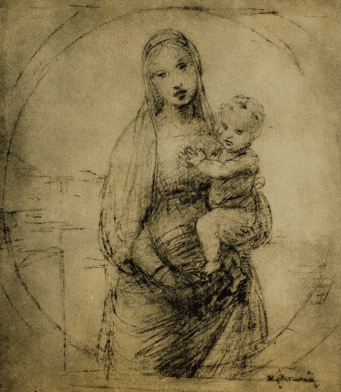 Studium do Madonny Wielkiego Księcia, rysunek Rafaela. Gabinet Rysunków i Grafiki, Galeria Uffizi, Florencja autorstwa Raffaello Sanzio Raphael