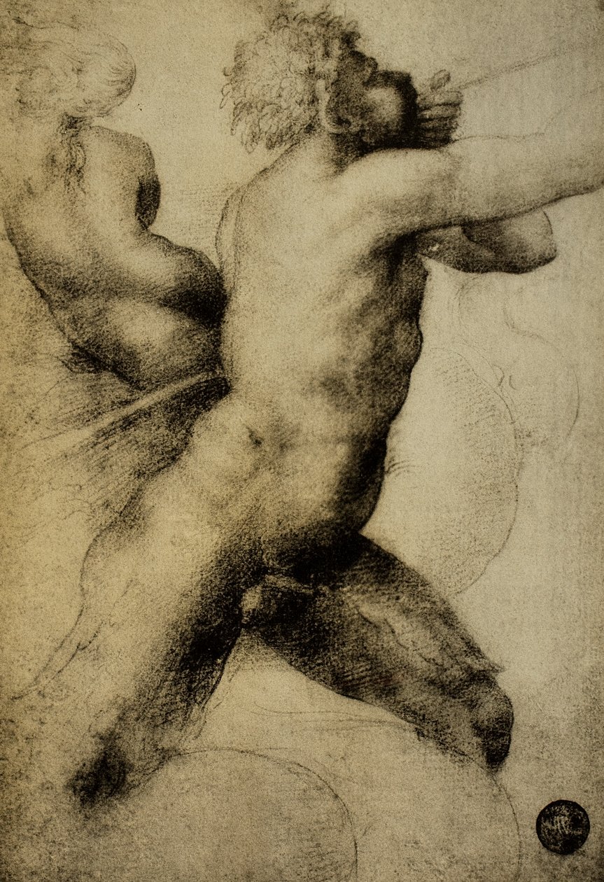 Tryton i Nereid; rysunek Rafaela. Gallerie dellAccademia, Wenecja autorstwa Raffaello Sanzio Raphael