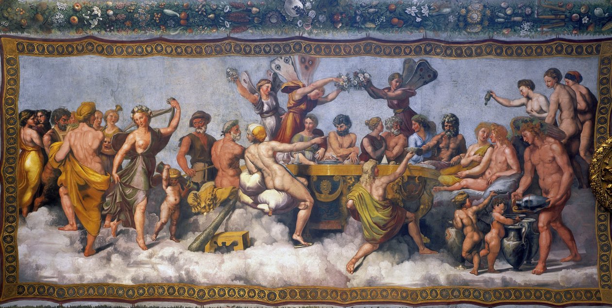 Uczta weselna Kupidyna i Psyche, 1517. autorstwa Raphael
