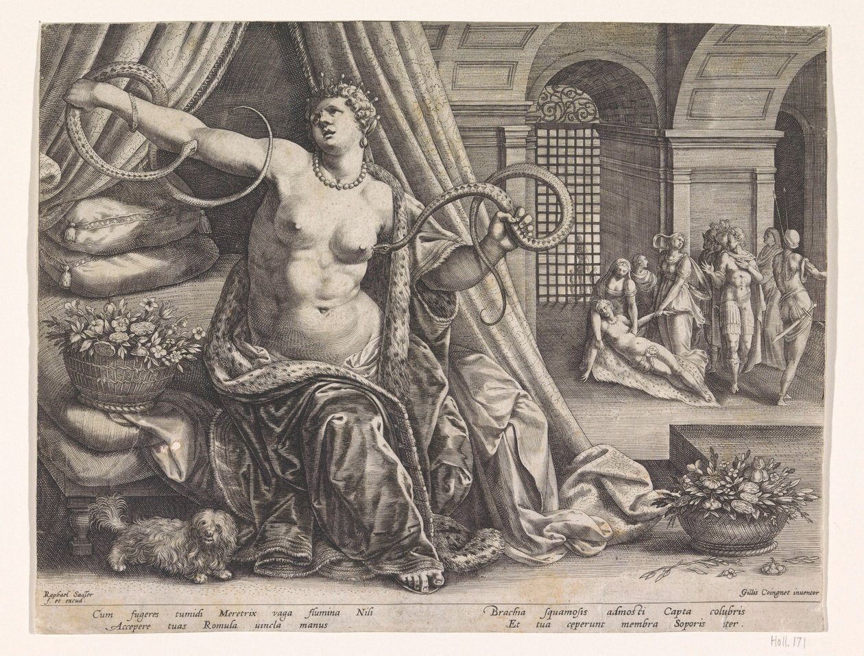 Samobójstwo Kleopatry autorstwa Raphaël Sadeler (I)