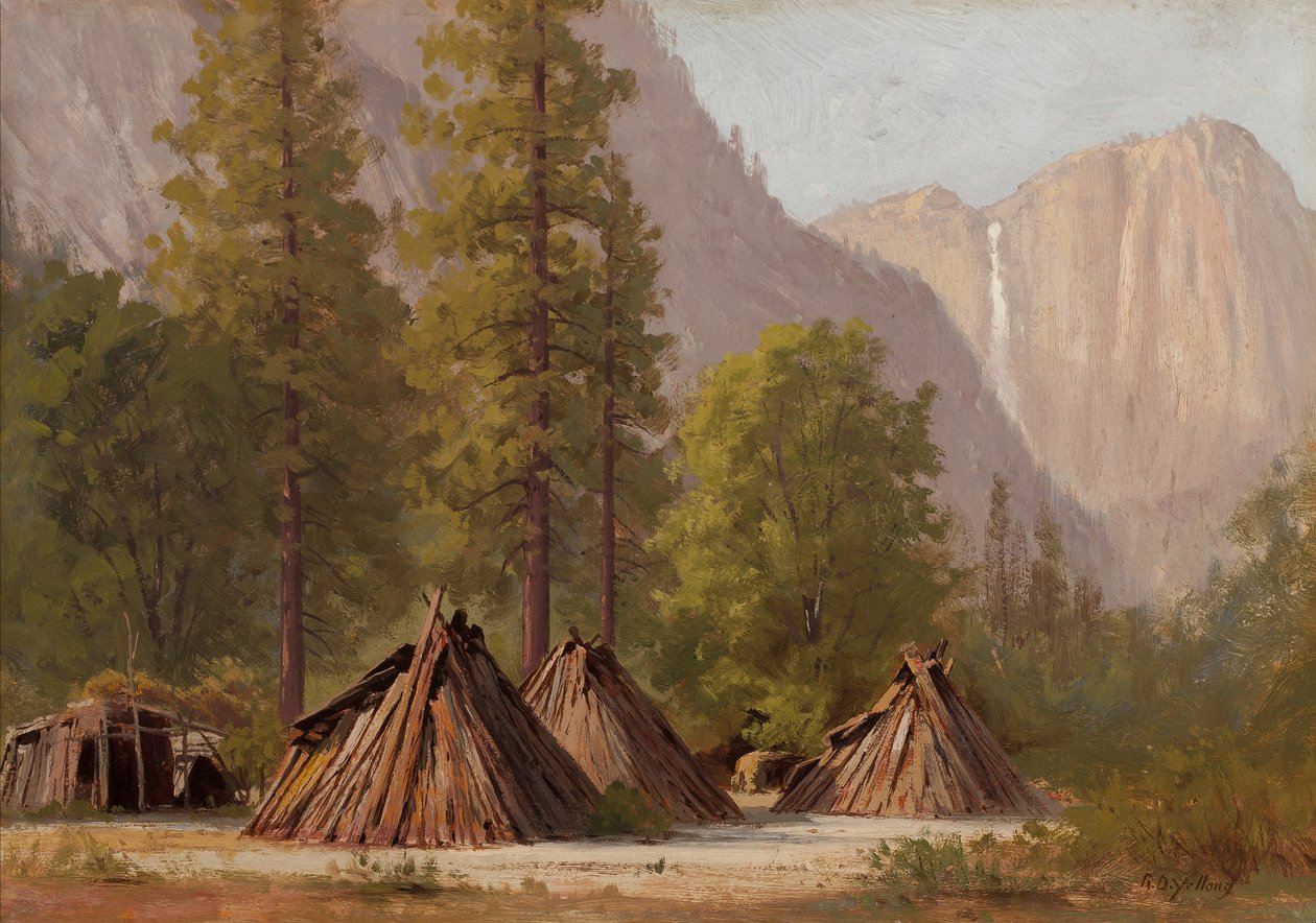 Wioska indiańska w Yosemite, 1874 autorstwa Raymond Dabb Yelland