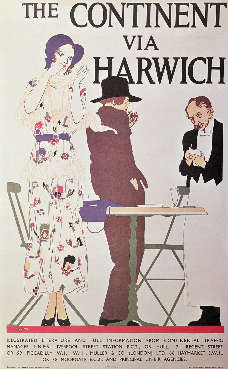 Kontynent Via Harwich (plakat) autorstwa Reginald Edward Higgins