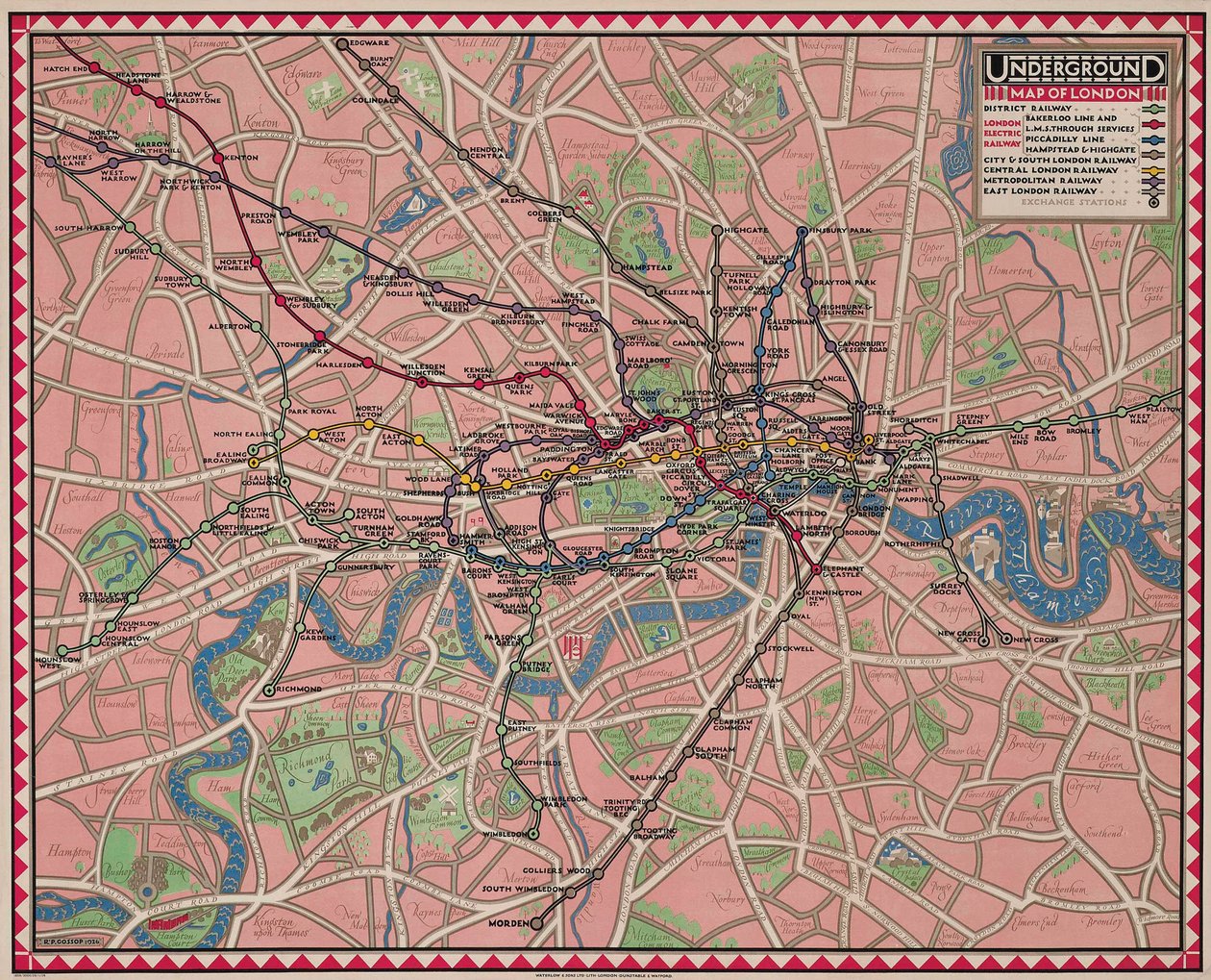 Mapa metra Londynu autorstwa Reginald Percy Gossop